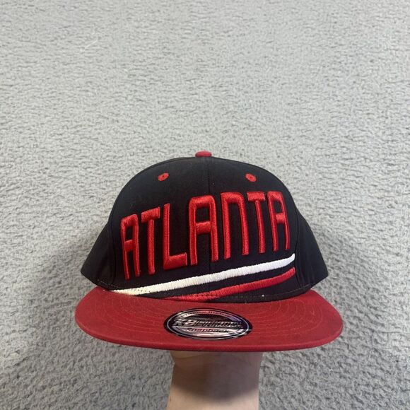 Atlanta Snapback Black & Red Hat Adjustable Flat Bill Baseball Cap Kb Ethos - Picture 1 of 9